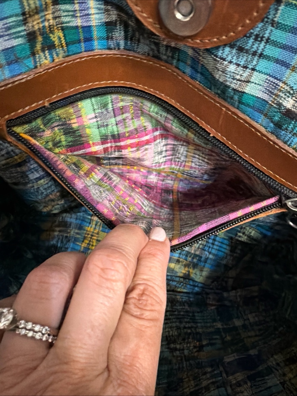 Handmade Guatemalan Fabric And Leather Tote Shoulder Nena Huipil - Picture 8 of 12